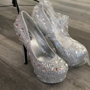 Pair of silver jewel stilettos